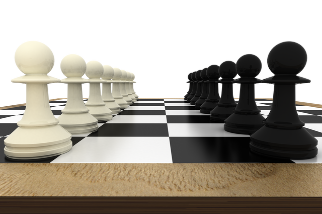 Transparent Chess Pawns Facing Off on Wooden Board, Black vs White - Download Free Stock Videos Pikwizard.com