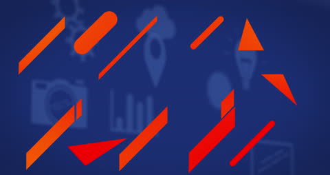 Abstract Digital Network Icons with Orange Geometry