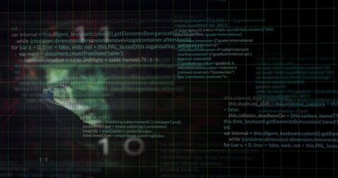 Caucasian Male Hacker Overlaid with Data Processing and Binary Code - Download Free Stock Images Pikwizard.com