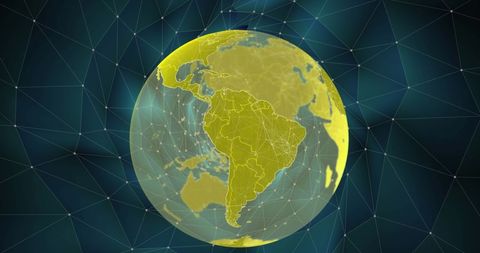 Digital Network Globe Over South America with Abstract Connections - Download Free Stock Images Pikwizard.com