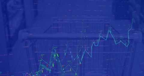 Digital Data Overlay on Shopping Cart Represents Market Trends - Download Free Stock Images Pikwizard.com