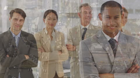 Business Team Integrated with Digital Analytics Overlay