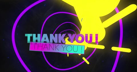Bright Thank You Banner in Neon Purple Tunnel