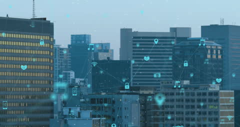 Digital Network Interfaces Connect Modern City Buildings