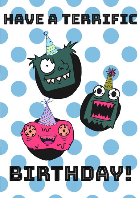 Whimsical Monster-Themed Birthday Card for Kids' Celebrations - Download Free Stock Templates Pikwizard.com