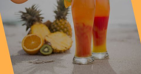 Tropical Cocktails on Beach with Fresh Fruits - Download Free Stock Images Pikwizard.com