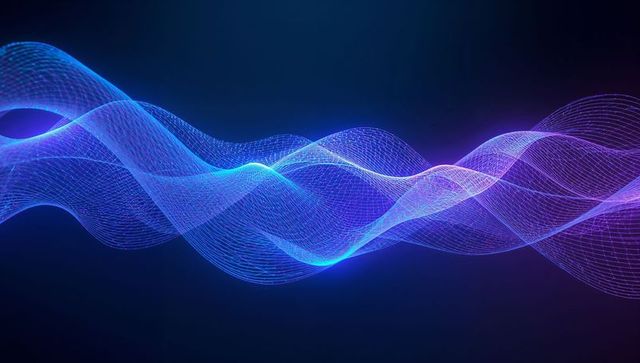 Futuristic Neon Waveform in Dark Digital Space