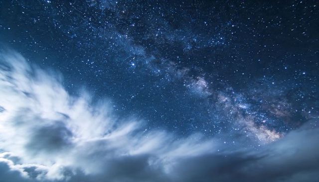 Milky Way Arching Over Moonlit Clouds, Stellar Night Sky with Nebulae