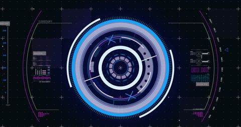 Futuristic Neon HUD Interface with Data Scanning Circles - Download Free Stock Images Pikwizard.com