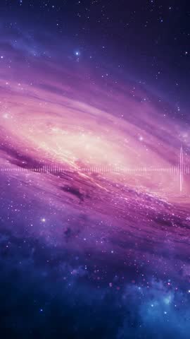 Pulsing Purple Galaxy Reacting to Midline Waveform Surge Vertical Cosmic Loop