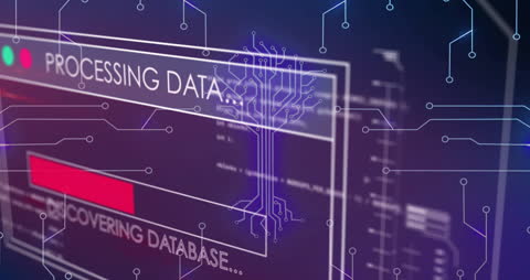 Futuristic Data Processing Concept with Abstract Circuit Board
