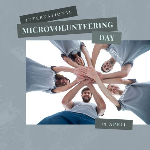 Team of Diverse Volunteers Celebrating Microvolunteering Day - Download Free Stock Templates Pikwizard.com