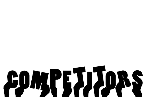 Hands presenting competitors text on transparent background