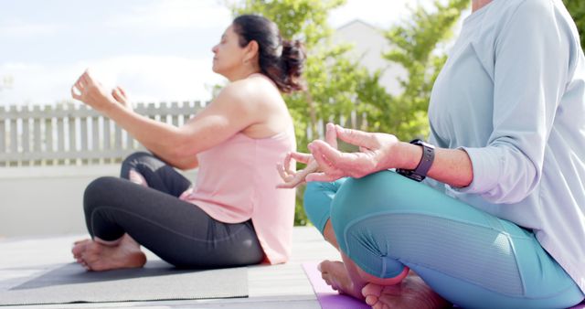 Senior Women Meditating and Practicing Yoga Outdoors - Download Free Stock Images Pikwizard.com