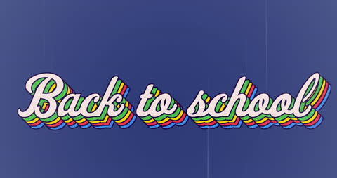 Colorful Retro Back to School Text on Blue