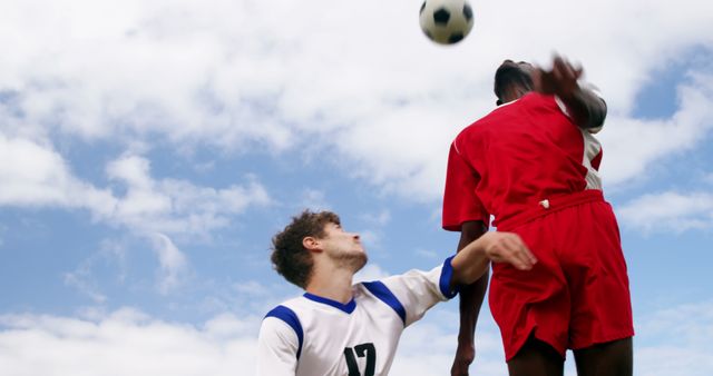 Soccer Players in Action Heading Ball during Game - Download Free Stock Images Pikwizard.com