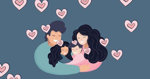Happy Family Embracing with Love and Unity on Blue Background - Download Free Stock Images Pikwizard.com