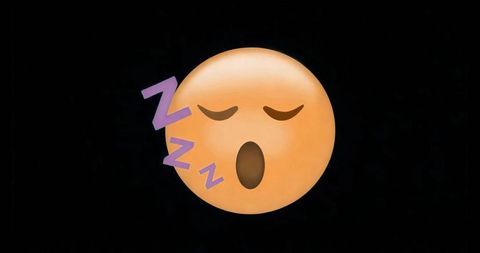 Minimalist snoring face emoji on black background