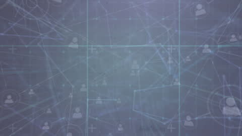 Digital Grid with Network Connections and People Icons