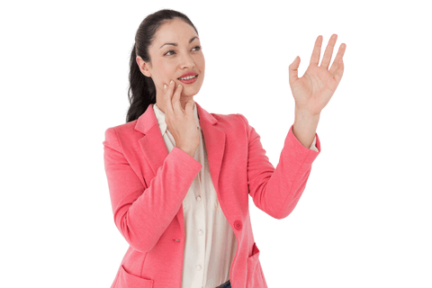 thoughtful businesswoman in pink blazer transparent background - Download Free Stock Videos Pikwizard.com