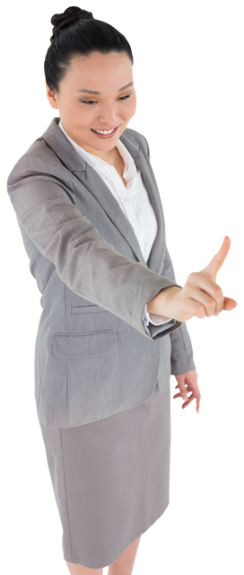 Asian Businesswoman Pointing Finger, Transparent Background - Download Free Stock Videos Pikwizard.com