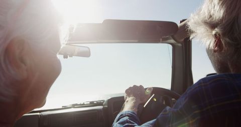 Senior Couple on Road Trip by Seaside at Sunset - Download Free Stock Images Pikwizard.com