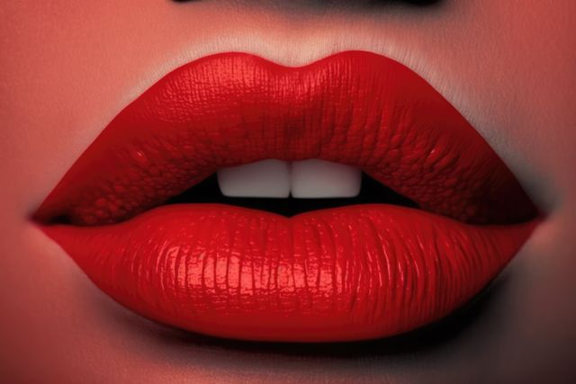 Close up of female lips with satin red lipstick, created using generative ai technology - Download Free Stock Photos Pikwizard.com