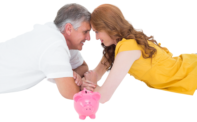 Happy Senior Couple Embracing Piggy Bank Highlighting Savings - Download Free Stock Videos Pikwizard.com