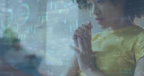 Woman Analyzing Data on Smartphone with Statistical Overlays