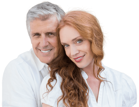 Smiling Senior Caucasian Couple on Transparent Background
