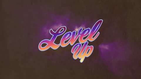 Retro Colorful Level Up Comic Style Text on Dark Background