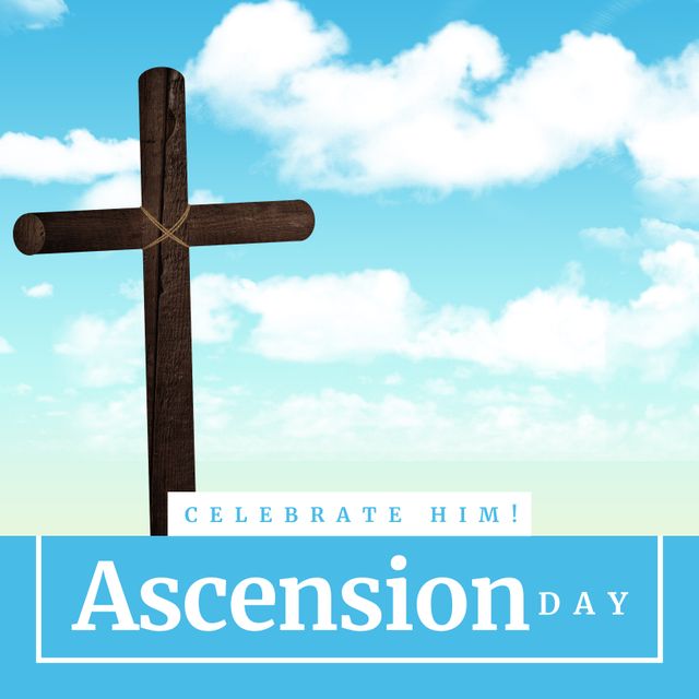 Ascension Day Celebration with Cross against Cloudy Blue Sky - Download Free Stock Templates Pikwizard.com