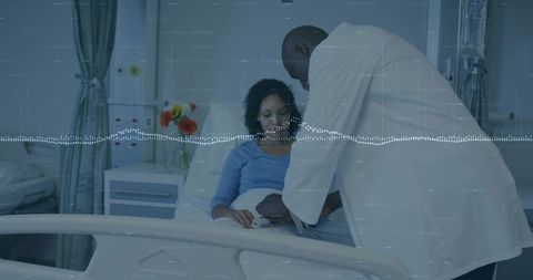 Doctor Conducting Abdominal Examination in Hospital Ward