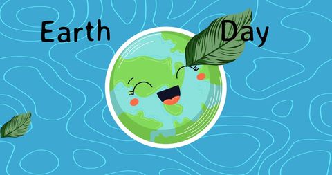 Earth Day Celebration with Smiling Globe Feat and Leaves