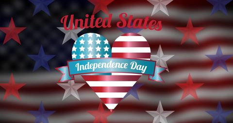 Heart-shaped American Flag with Independence Day Banner