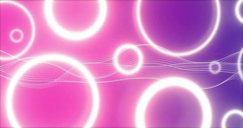 Abstract Neon Rings and Waves in Vibrant Pink and Purple Gradient