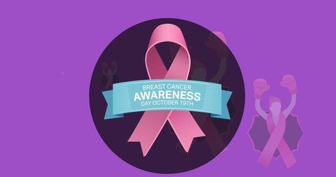 Breast Cancer Awareness Ribbon Icon with Empowering Background