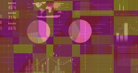 Futuristic data visualization with charts and global interface