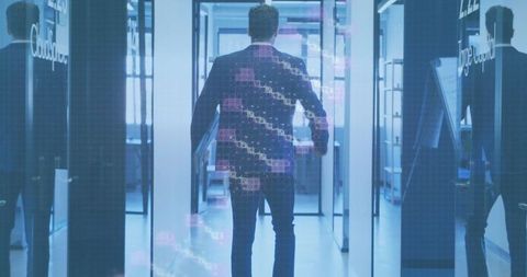 Caucasian Businessman's Digital Transformation Concept in Modern Office