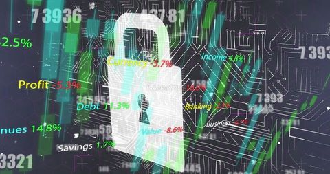 Digital Interface with Data Processing Lock over Black Background - Download Free Stock Images Pikwizard.com