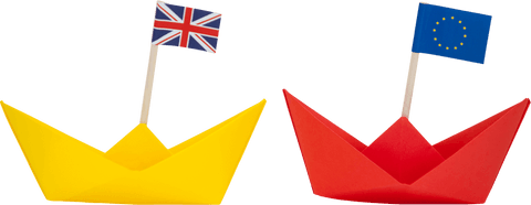 Yellow and Red Origami Boats with European and British Flags Transparent - Download Free Stock Videos Pikwizard.com
