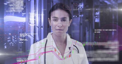 Innovative Female Doctor in Tech-Driven Medical Data Environment