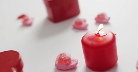 Romantic Valentine's Day Decor with Hearts and Candles - Download Free Stock Images Pikwizard.com