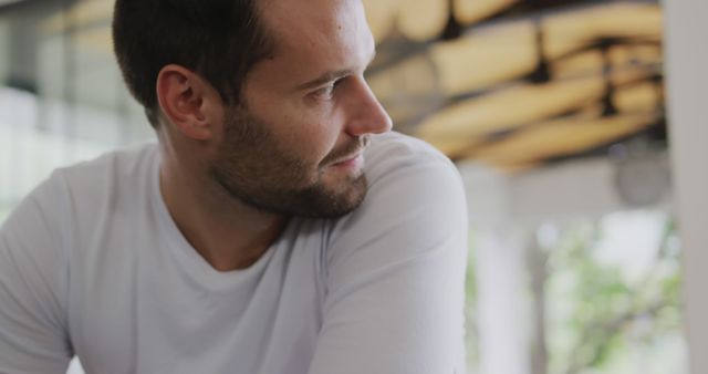 Contemplative Man in Cozy Home Environment - Download Free Stock Images Pikwizard.com