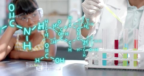 Innovative Science in Action with Holographic Chemical Formulas - Download Free Stock Images Pikwizard.com