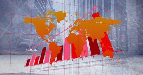 Global business growth concept with rising statistics
