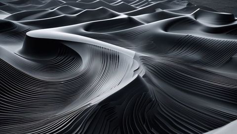 Black sculptural curves with reflective minimalist design