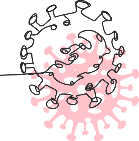 Scribbled virus shapes on transparent background