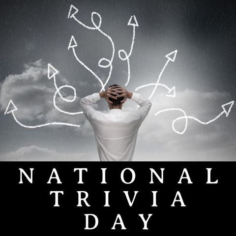 perplexed man surrounded by diverging arrows for national trivia day - Download Free Stock Templates Pikwizard.com