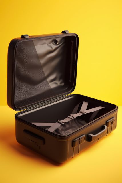 Open, empty black suitcase on yellow background, created using generative ai technology - Download Free Stock Photos Pikwizard.com